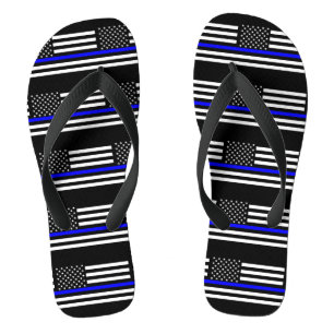 Tongs États-Unis Drapeau Le Thème Ligne Bleue Mince