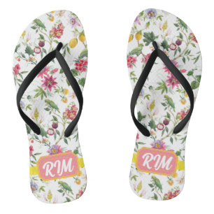 Tongs Été, motif d'aquarelle de fruits tropicaux