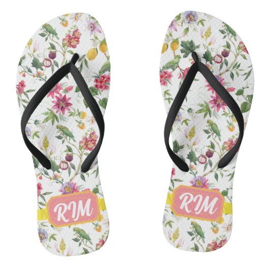 Tongs Été, motif d'aquarelle de fruits tropicaux (Semelle)