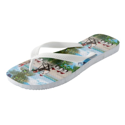 Tongs Été Noël bébé sur la plage répéter Design (Incliné)