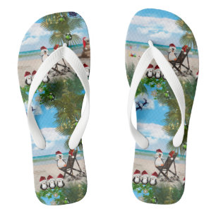 Tongs Été Noël bébé sur la plage répéter Design