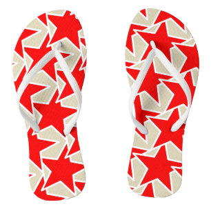 Tongs Étoile géométrique moderne - rouge profond et taup