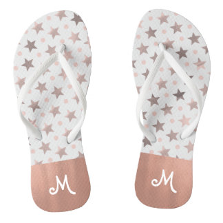 Tongs Étoiles d'or roses volants monogrammes