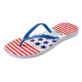 Tongs Étoiles et rayures patriotiques USA avec nom (Incliné)