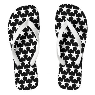 Tongs étoiles modernes noir et blanc motif fun mignon