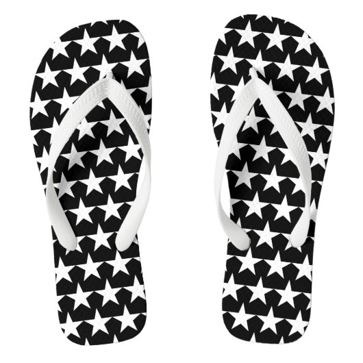 Tongs étoiles modernes noir et blanc motif fun mignon (Semelle)
