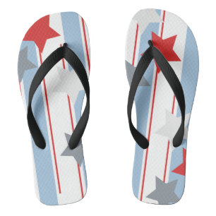 Tongs Étoiles patriotiques mignonnes et bandes verticale