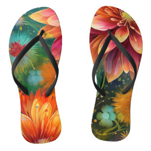 Tongs Explosion florale : Motif couleur éclatante