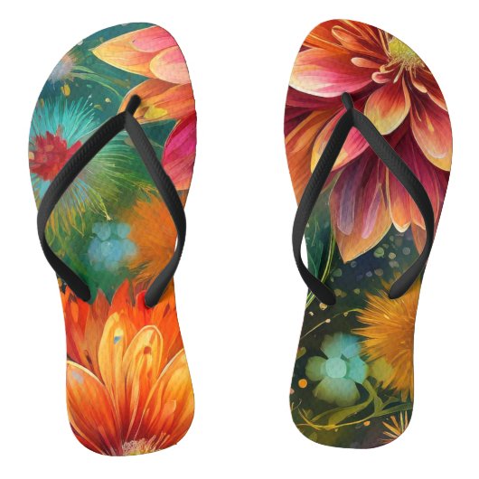 Tongs Explosion florale : Motif couleur éclatante (Semelle)