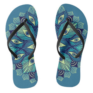 Tongs Eyes Psychédéliques Bleu Floral