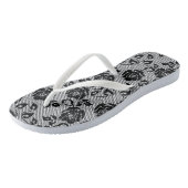 Tongs Faux Black Lace Rose Fishnet Flip Flops (Incliné)