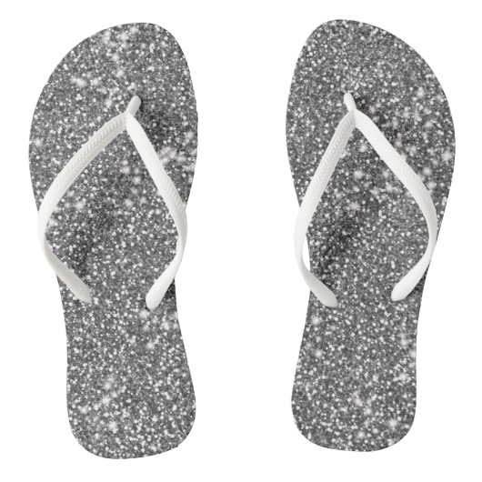 Tongs Faux Parties scintillant gris argent Texture look  (Semelle)