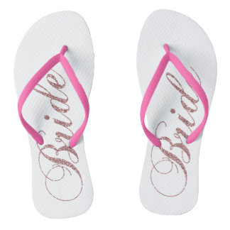 Tongs Faux Pink Sparkles Bride
