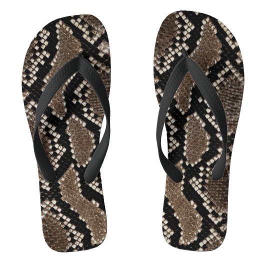 Tongs Faux Reticulé Python Snake Skin Flip Flops (Semelle)