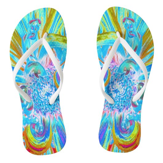 Tongs Festive Chartreuse et Pétales à fleurs de Dahlia b (Semelle)