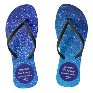 Tongs Fête de Bachelorette Paillettes Bleues