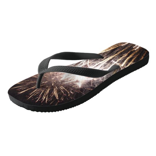 Tongs Feu d'artifice blanc et or I Fête patriotique (Incliné)