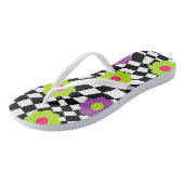 Tongs Feuilles À damiers Avec Fleurs De Style MOD (Incliné)