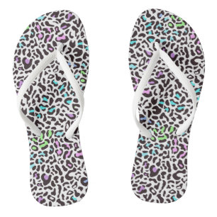 Tongs Feuilles à lèvres Empreintes de léopard Pastel