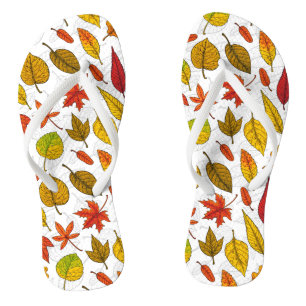 Tongs Feuilles d'automne en blanc