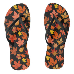 Tongs Feuilles d'automne Motif 01x4b Black BG