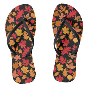 Tongs Feuilles d'automne motif 02 Black BG