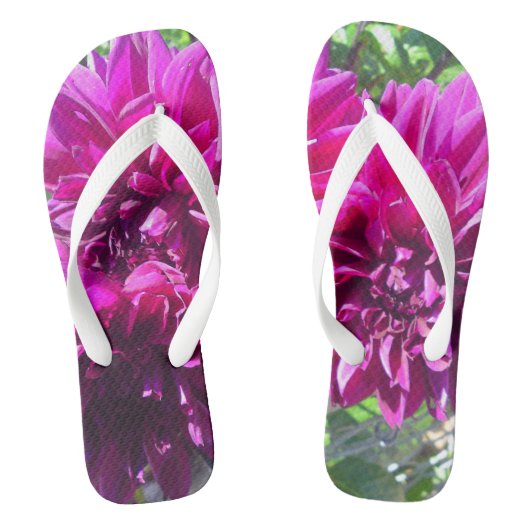 Tongs Feuilles de fleur pourpre Dahlia (Semelle)