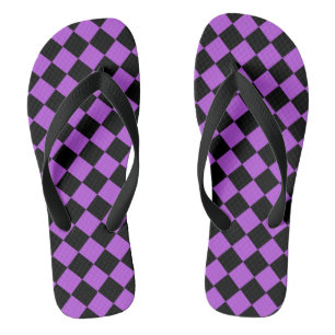 Tongs Feuilles de Motif violet et noir diamant