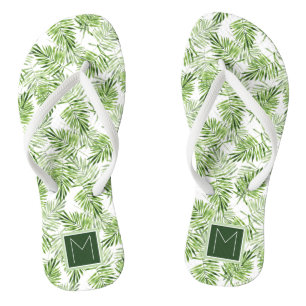 Tongs Feuilles Green Palm  Monogramme