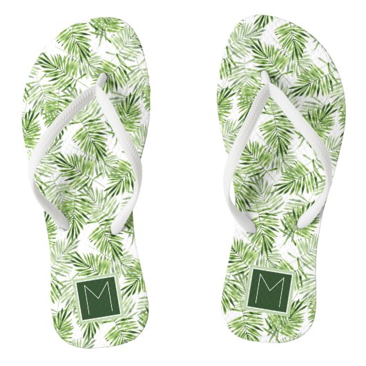 Tongs Feuilles Green Palm| Monogramme (Semelle)
