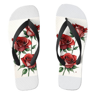 Tongs Feuilles roses