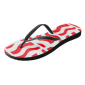 Tongs Feuilles rouges et blanches avec bandes Abstraites (Incliné)