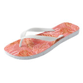 Tongs Feuilles Tropicales Rose Corail (Incliné)