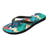 Tongs Feuilles tropicaux colorés, design motif exotique, (Incliné)