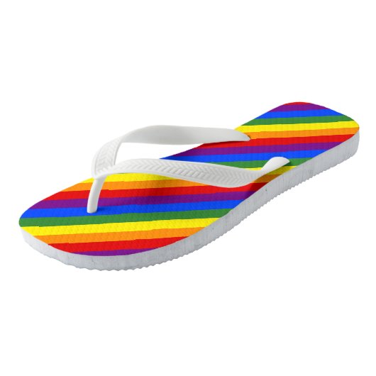 Tongs Fierté LGBT Motif de la bande arc-en-ciel diagonal (Incliné)