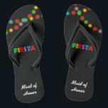 Tongs Fiesta Lights Flip Flops personnalisées<br><div class="desc">Faites vos tongs un peu plus caliente ! Le texte peut être customisé pour ajouter un nom ou dire ce que vous voulez (Maid of Honor,  Bride's Maid,  etc.) Choisissez parmi une variété de largeurs et de couleurs de courroies.</div>