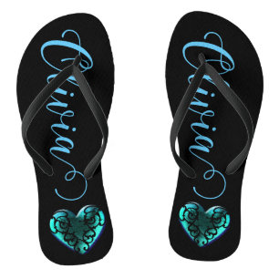 Tongs Filigree personnalisée Goth Blue Heart