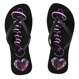Tongs Filigree personnalisée Goth Coeur rose
