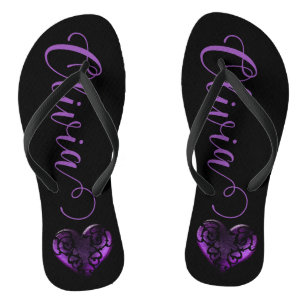 Tongs Filigree personnalisée Goth Purple Heart