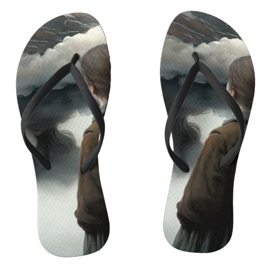 Tongs Fille avec des nuages (Semelle)