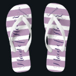 Tongs Fille personnalisée d'honneur violet ou de n'impor<br><div class="desc">Purple and Lavender Lilac Stripes Motif - Changez dans N'importe quelle couleur en cliquant sur personnaliser. Et dis tout ce que tu veux. Faites-en un de ces flip flops qui ont VOTRE message sur eux. Parlez de la plage !</div>
