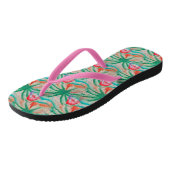 Tongs Flamant rose Palm Tree Burlap Look (Incliné)