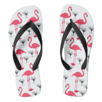 Flamant rose rose et palmier