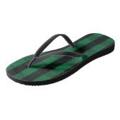Tongs Flannel Buffalo Plaid Texture de la sériole verte (Incliné)