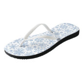 Tongs Fléchettes de neige grises sur blanc (Incliné)
