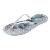 Tongs Fleur Abstraite Fractale Moderne Avec Bleu (Incliné)