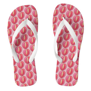Tongs Fleur Anthurium rouge Motif sans couture sur