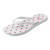 Tongs Fleur de couleur rouge imprimée Ajouter un texte S (Incliné)