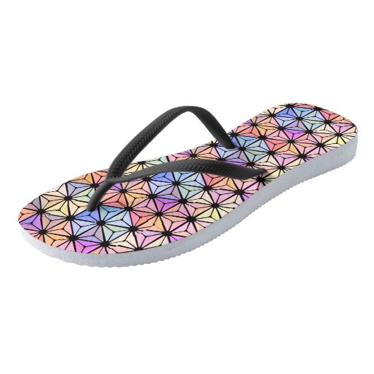 Tongs Fleur de vitrail multicolore (Incliné)