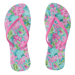 Tongs Fleur d'Hibiscus tropicaux de Preppy